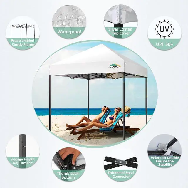 Alt view image 4 of 6 - 6.6x6.6 Heavy Duty Pop up Canopy Tent Commercial Canopy