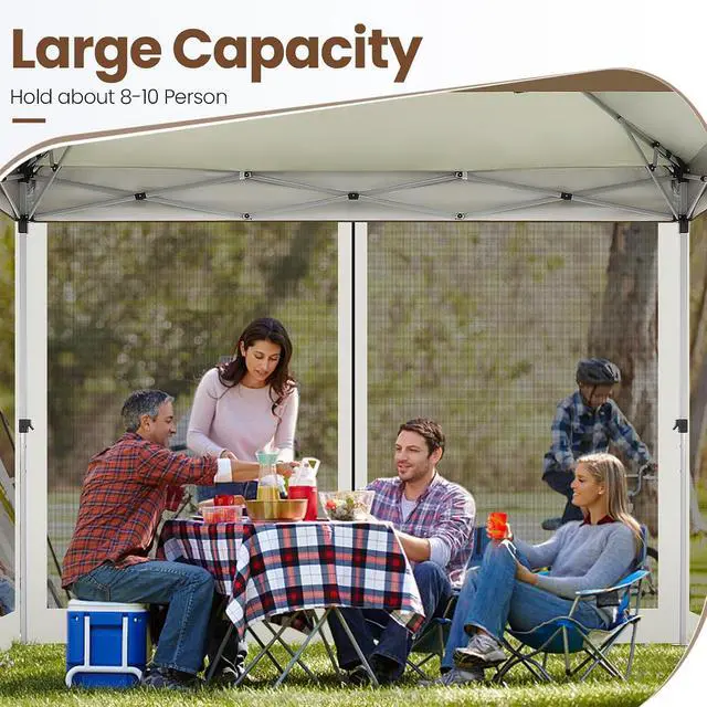 Alt view image 7 of 7 - 10x10 Pop Up Gazebos on Clearance 11x11 Canopy Tent Easy Up Outdoor Gazebo Waterproof Portable Gazebo with Mosquito Nettings, Double Vented Roof and Carry Bag for Patio Garden Lawn(Coffee)