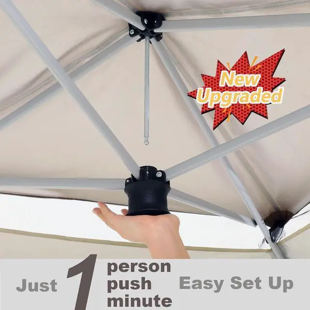 Alt view image 4 of 7 - 12x12 Pop Up Gazebos On Clearance - Upgrade Easy Up Metal Outdoor Gazebo Waterproof - Portable Gazebo with Mosquito Nettings, 4 Ropes 8 Stakes and Carry Bag for Patio Garden(Coffee)
