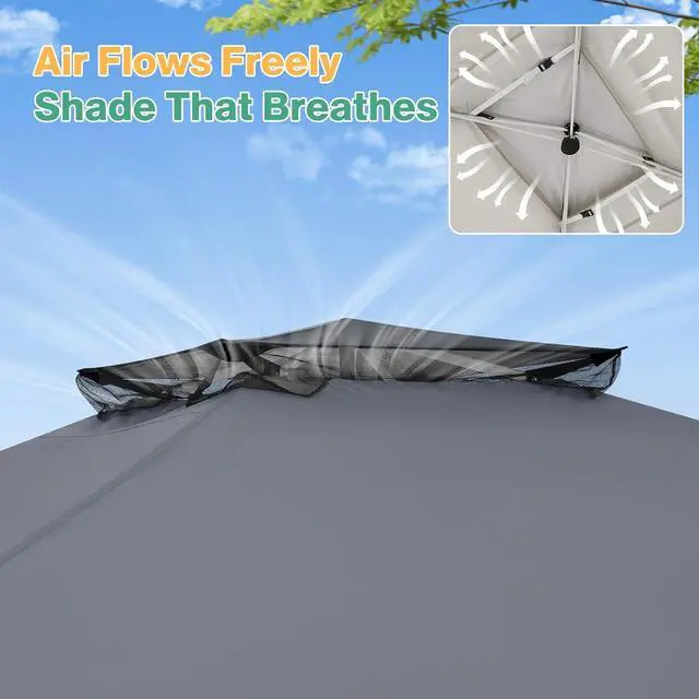 Alt view image 4 of 7 - 10x15 Pop up Canopy Gazebos on Clearance-Canopy Tent with Mosquito Netting for Lawn,Garden,Backyard & Patio-Outdoor Tent-Water Resistant and UPF50+ (Dark Gray)