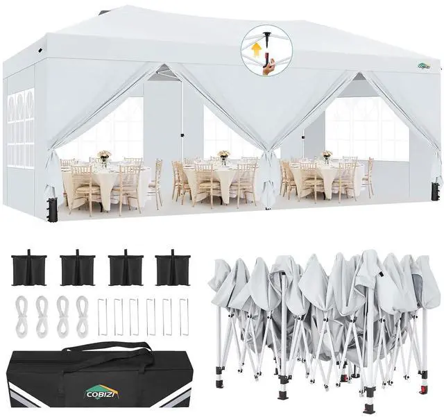 Main image of Canopy 10x20 Pop Up Canopy Tent with 6 Sidewalls, One Push Party Tents for Parties Outdoor Wedding Waterproof Gazebo Commercial Event Tent with Sandbags, White