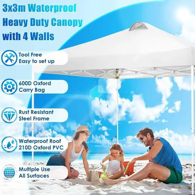 Alt view image 4 of 7 - Canopy 10x10 Pop Up Canopy Tent with 4 Sidewalls, One Push Party Tents for Parties Outdoor Wedding Waterproof Gazebo Commercial Event Tent with Sandbags, Swan White