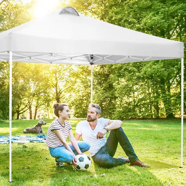 Alt view image 2 of 7 - Canopy 10x10 Pop Up Canopy Tent with 4 Sidewalls, One Push Party Tents for Parties Outdoor Wedding Waterproof Gazebo Commercial Event Tent with Sandbags, Swan White