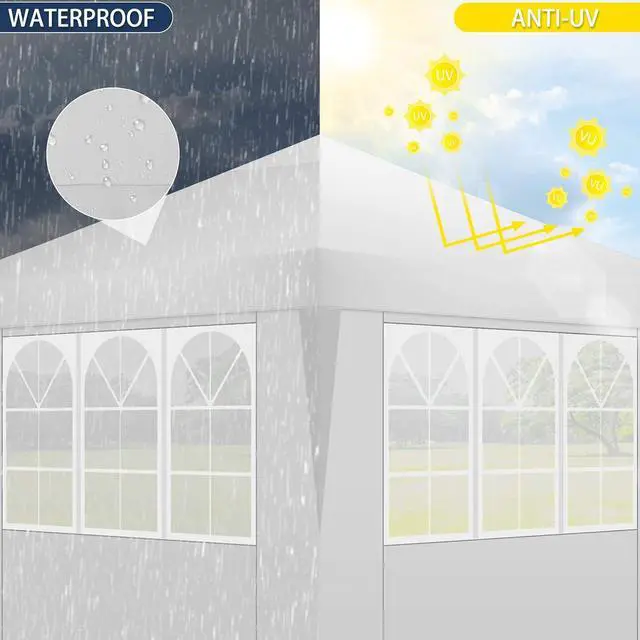 Alt view image 7 of 7 - Canopy 10x10 Pop Up Canopy Tent with 4 Sidewalls, One Push Party Tents for Parties Outdoor Wedding Waterproof Gazebo Commercial Event Tent with Sandbags, Swan White