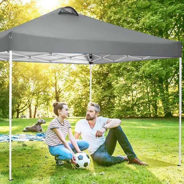 Alt view image 2 of 7 - Canopy 10x10 Pop Up Canopy Tent with 4 Sidewalls, One Push Party Tents for Parties Outdoor Wedding Waterproof Gazebo Commercial Event Tent with Sandbags, Pigeon Grey