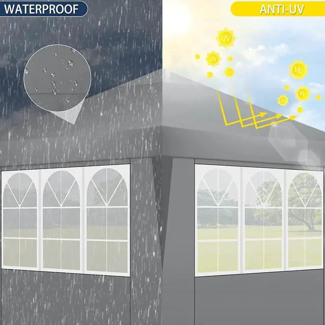 Alt view image 7 of 7 - Canopy 10x10 Pop Up Canopy Tent with 4 Sidewalls, One Push Party Tents for Parties Outdoor Wedding Waterproof Gazebo Commercial Event Tent with Sandbags, Pigeon Grey