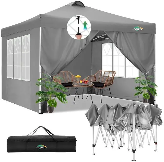 Main image of Canopy 10x10 Pop Up Canopy Tent with 4 Sidewalls, One Push Party Tents for Parties Outdoor Wedding Waterproof Gazebo Commercial Event Tent with Sandbags, Pigeon Grey