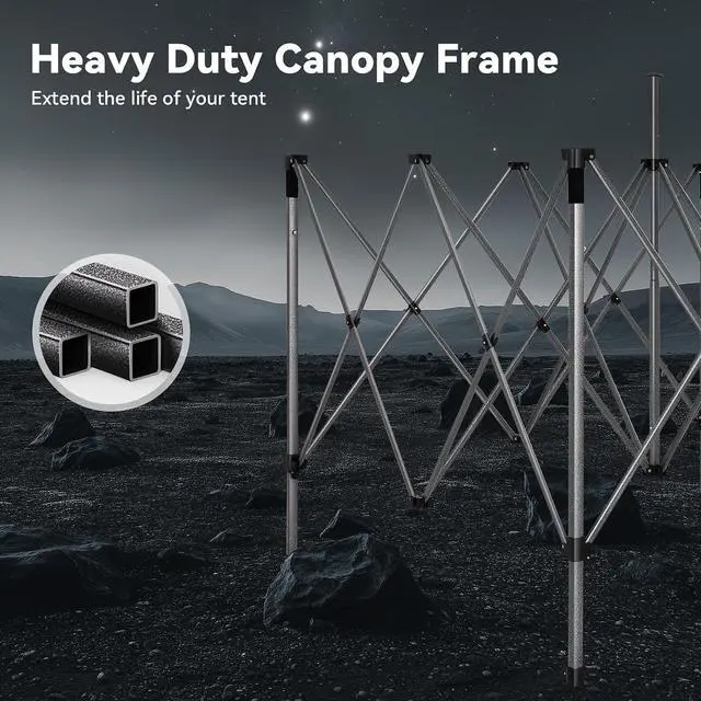 Alt view image 3 of 6 - 10x30 Heavy Duty Pop Up Canopy Tent with 8 Sidewalls Thicken Frame, Commercial Easy Up Outdoor Wedding Party Tents, All Season Waterproof Windproof with Stakes Sandbags Roller Bag, Dark Blue