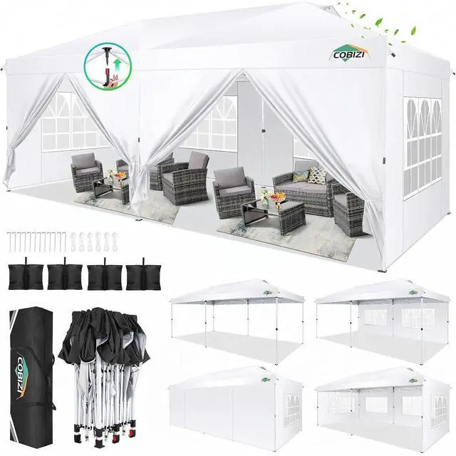 Main image of 10x20 Pop Up Canopy Tent with One Push, 6 Removable Sidewalls