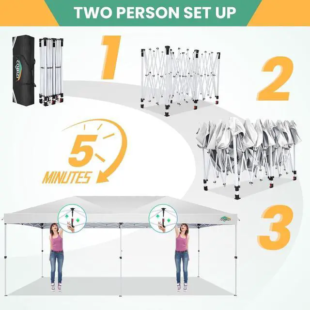 Alt view image 4 of 7 - 10x20 Pop Up Canopy Tent with One Push, 6 Removable Sidewalls