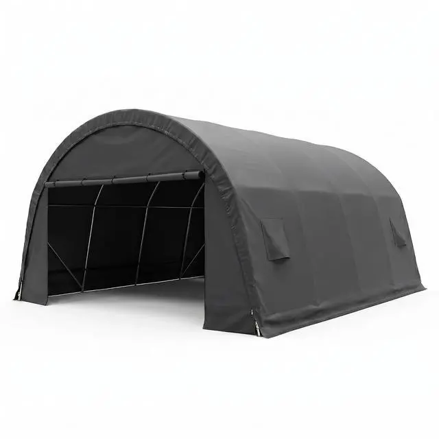 Alt view image 2 of 7 - Carport 20'x20' Heavy Duty Portable Garage, 2.0 Galvanized Frame, Waterproof Shelter with Removable Sidewalls & Windows, Built-in Sandbags, for Car/Boat/SUV, Gray