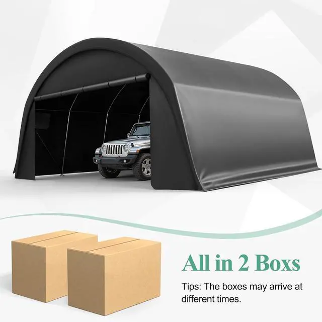 Alt view image 5 of 7 - Carport 20'x20' Heavy Duty Portable Garage, 2.0 Galvanized Frame, Waterproof Shelter with Removable Sidewalls & Windows, Built-in Sandbags, for Car/Boat/SUV, Gray