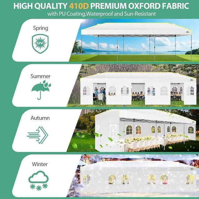 Alt view image 3 of 7 - 10x30 Pop Up Canopy Tent for Party Easy Setup, White