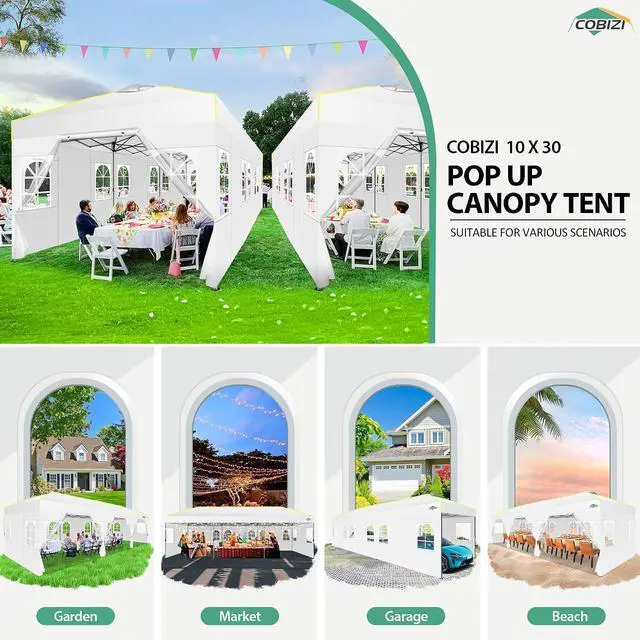 Alt view image 4 of 7 - 10x30 Pop Up Canopy Tent for Party Easy Setup, White