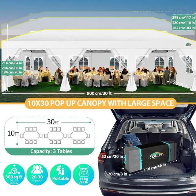 Alt view image 6 of 7 - 10x30 Pop Up Canopy Tent for Party Easy Setup, White