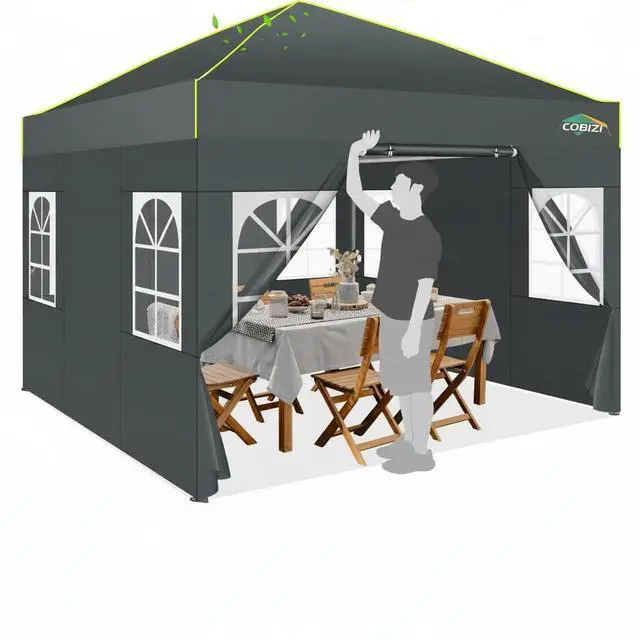 Main image of 10x10 Pop up Canopy Tent with Sidewalls, One Push Setup Tent, Black