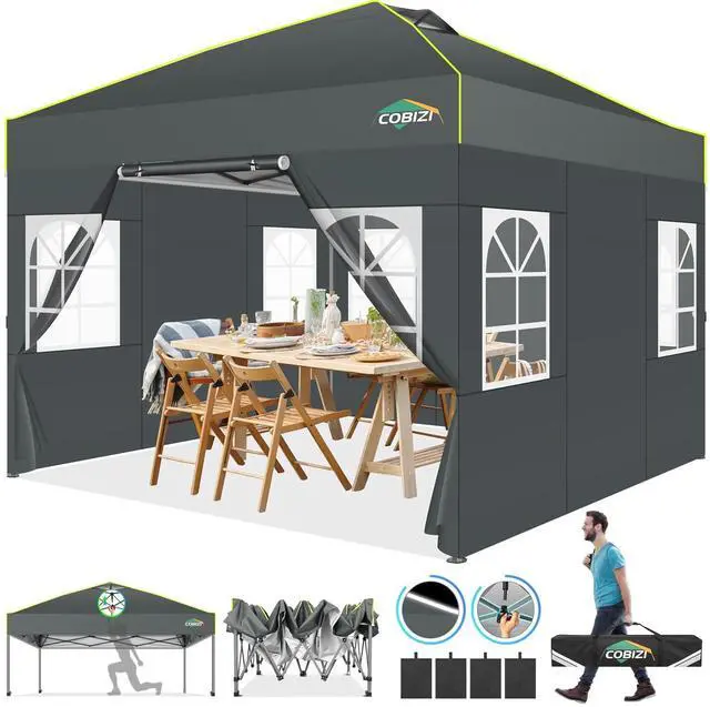 Main image of 10x10 Pop up Canopy Tent with Sidewalls One Person Setup, Grey