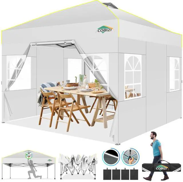 Main image of 10x10 Pop up Canopy Tent with Sidewalls, One Push Setup, White