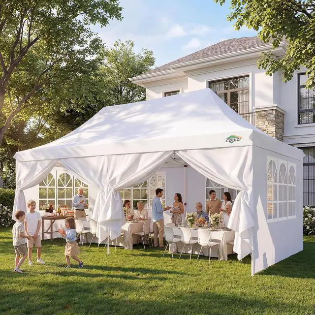 Alt view image 2 of 7 - 10x20 Pop up Canopy Tent for Parties, Carry Bag,6 Walls,4 Sandbags