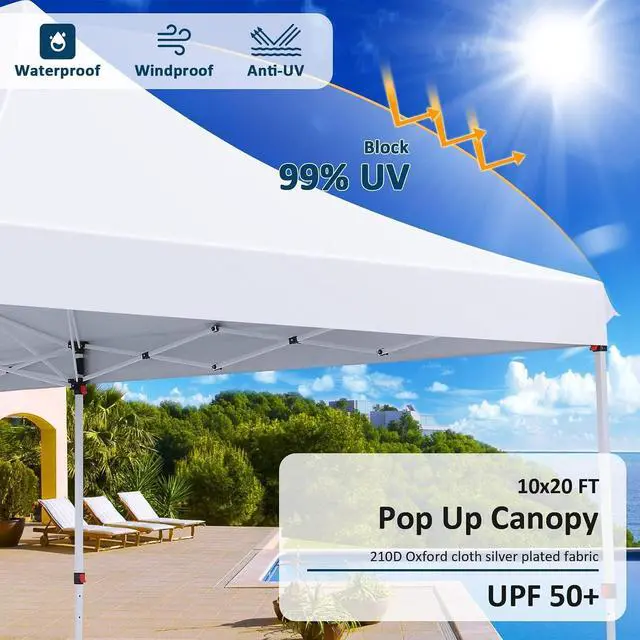 Alt view image 4 of 7 - 10x20 Pop up Canopy Tent for Parties, Carry Bag,6 Walls,4 Sandbags