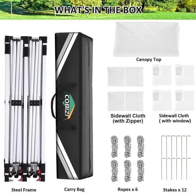 Alt view image 6 of 7 - 10x20 Pop up Canopy Tent for Parties, Carry Bag,6 Walls,4 Sandbags