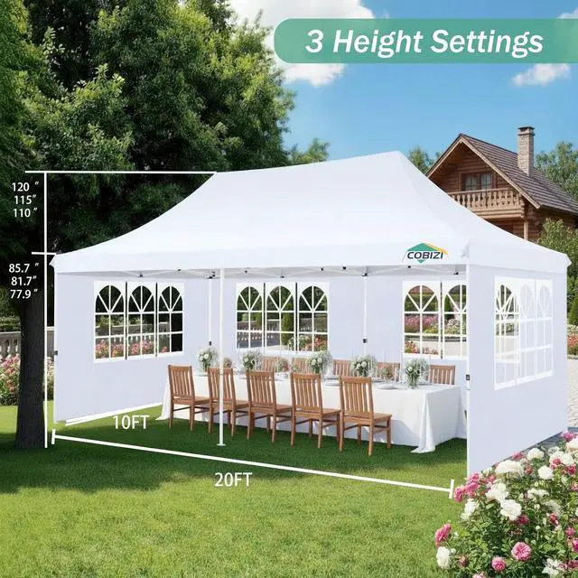 Alt view image 5 of 7 - 10x20 Pop up Canopy Tent for Parties, Carry Bag,6 Walls,4 Sandbags