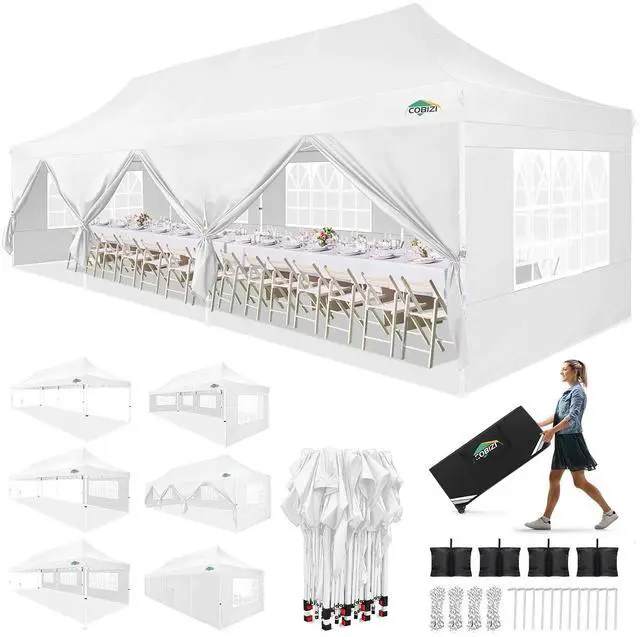 Main image of 10x30 Pop up Canopy Tent for Parties, Roller Bag,8 Walls,4 Sandbags