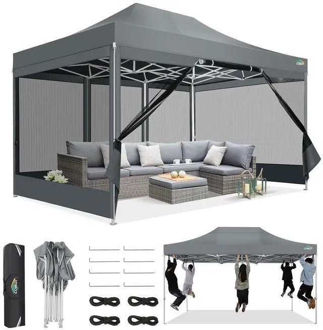Main image of 10x15 Heavy Duty Pop Up Canopy Tent with Mosquito Netting Sidewalls
