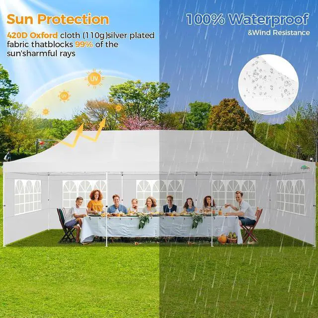 Alt view image 5 of 7 - 10x30 Pop up Canopy Tent for Parties, Roller Bag,8 Walls,4 Sandbags