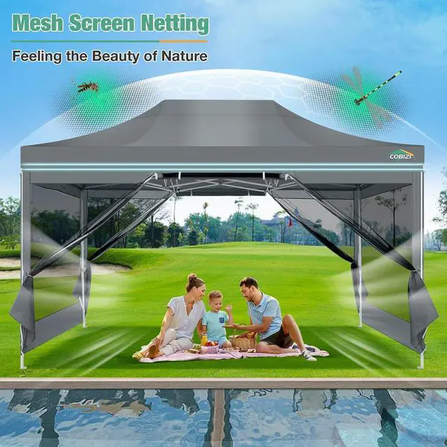 Alt view image 6 of 7 - 10x15 Heavy Duty Pop Up Canopy Tent with Mosquito Netting Sidewalls