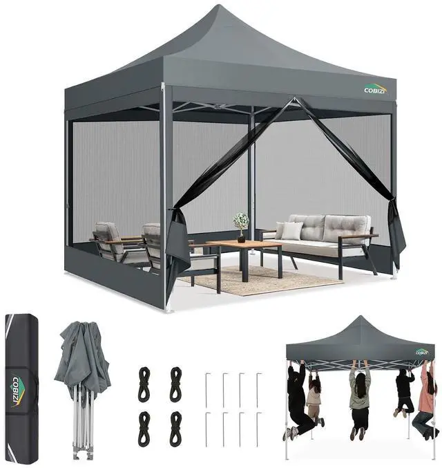Main image of 10x10 Heavy Duty Pop Up Canopy Tent with Mosquito Netting Sidewalls
