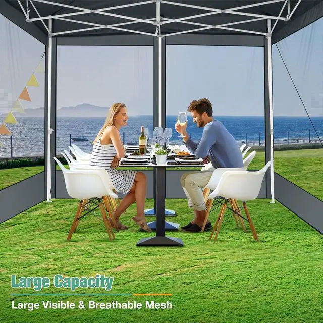 Alt view image 4 of 7 - 10x10 Heavy Duty Pop Up Canopy Tent with Mosquito Netting Sidewalls