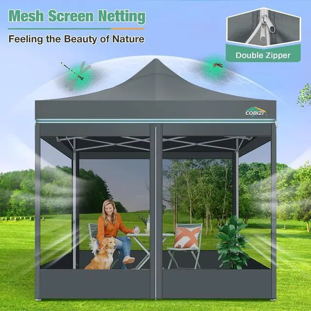 Alt view image 6 of 7 - 10x10 Heavy Duty Pop Up Canopy Tent with Mosquito Netting Sidewalls