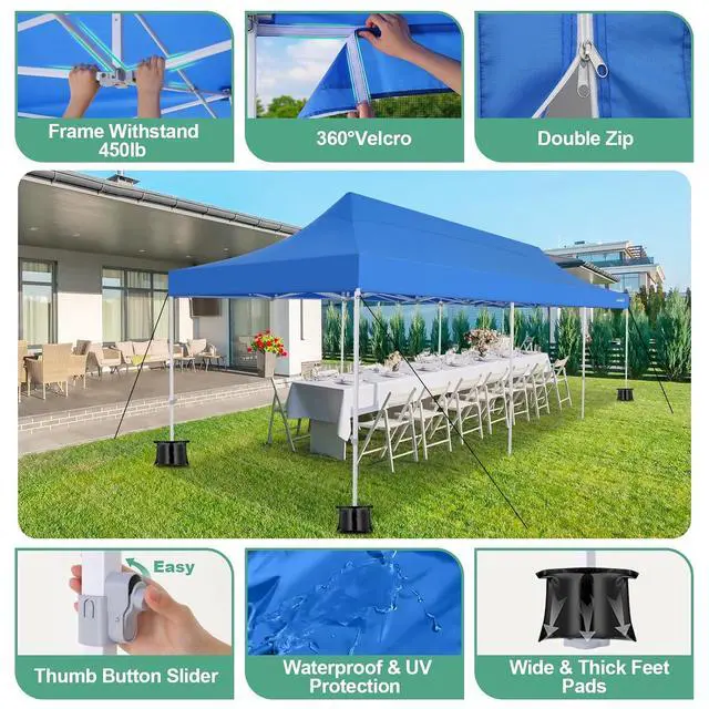 Alt view image 2 of 6 - 10x30 Heavy Duty Pop Up Canopy Tent, Removable Mesh Sidewalls