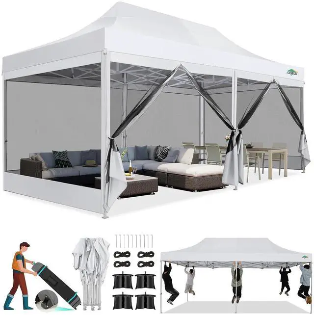 Main image of 10x20 Heavy Duty Pop Up Canopy Tent with Mosquito Netting Sidewalls