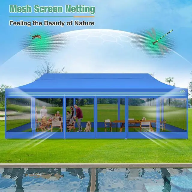 Alt view image 5 of 6 - 10x30 Heavy Duty Pop Up Canopy Tent, Removable Mesh Sidewalls