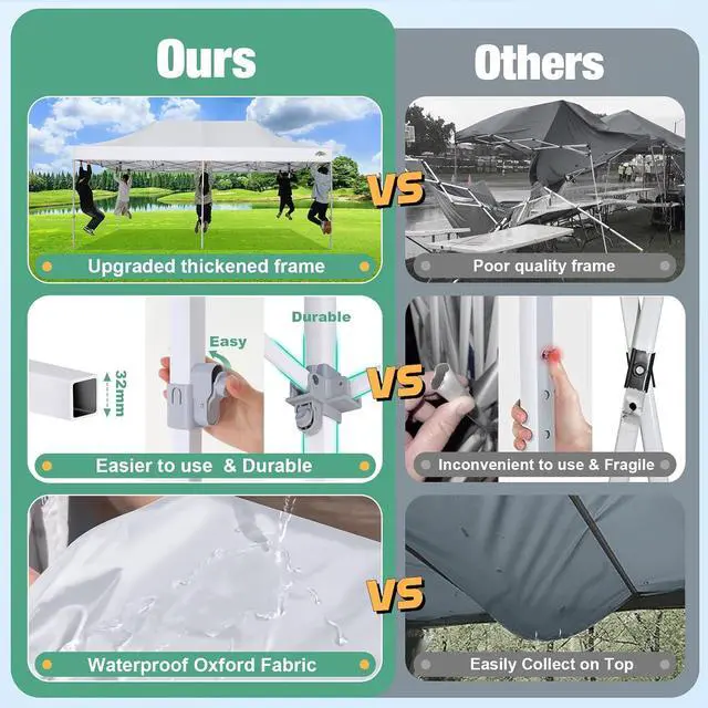 Alt view image 2 of 7 - 10x20 Heavy Duty Pop Up Canopy Tent with Mosquito Netting Sidewalls