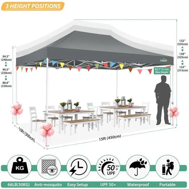 Alt view image 2 of 7 - 10x15 Heavy Duty Pop Up Canopy Tent with 4 Mosquito Netting Walls