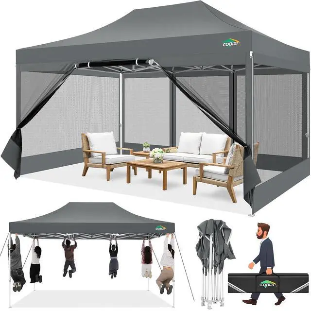 Main image of 10x15 Heavy Duty Pop Up Canopy Tent with 4 Mosquito Netting Walls