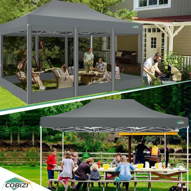 Alt view image 7 of 7 - 10x15 Heavy Duty Pop Up Canopy Tent with 4 Mosquito Netting Walls
