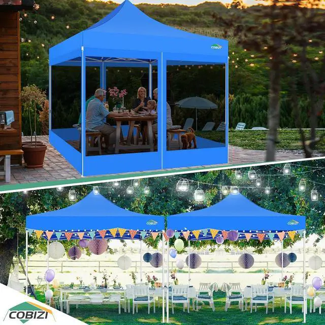 Alt view image 2 of 7 - 10x10 Canopy Tent with 4 Sidewalls,Heavy Duty Pop up Canopy with Mosquito Netting,Easy up Screen Tent for Parties Wedding Outdoor Camping with Handbag,Blue