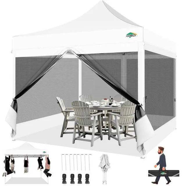 Main image of 10x10 Heavy Duty Pop Up Canopy Tent with 4 Mosquito Netting Walls