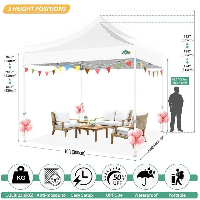Alt view image 2 of 7 - 10x10 Heavy Duty Pop Up Canopy Tent with 4 Mosquito Netting Walls