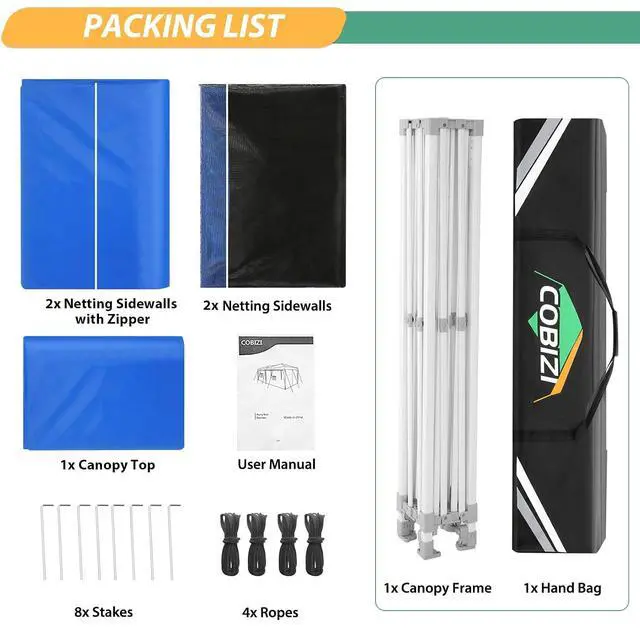 Alt view image 4 of 7 - 10x10 Canopy Tent with 4 Sidewalls,Heavy Duty Pop up Canopy with Mosquito Netting,Easy up Screen Tent for Parties Wedding Outdoor Camping with Handbag,Blue