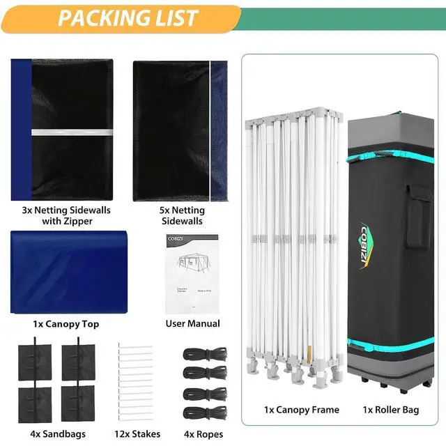 Alt view image 3 of 7 - 10x30 Heavy Duty Pop Up Canopy Tent with 8 Mosquito Netting Walls