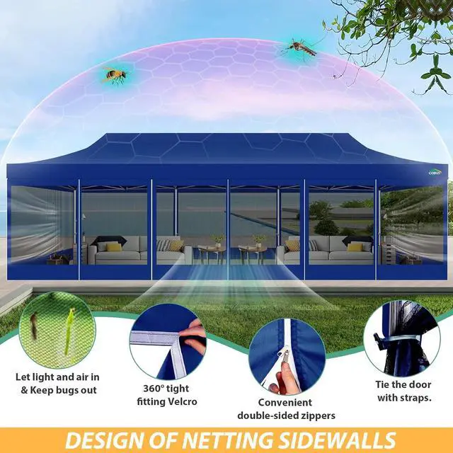 Alt view image 2 of 7 - 10x30 Heavy Duty Pop Up Canopy Tent with 8 Mosquito Netting Walls