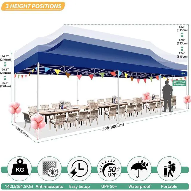 Alt view image 6 of 7 - 10x30 Heavy Duty Pop Up Canopy Tent with 8 Mosquito Netting Walls
