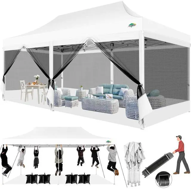 Main image of 10x20 Heavy Duty Pop Up Canopy Tent with 6 Mosquito Netting Walls