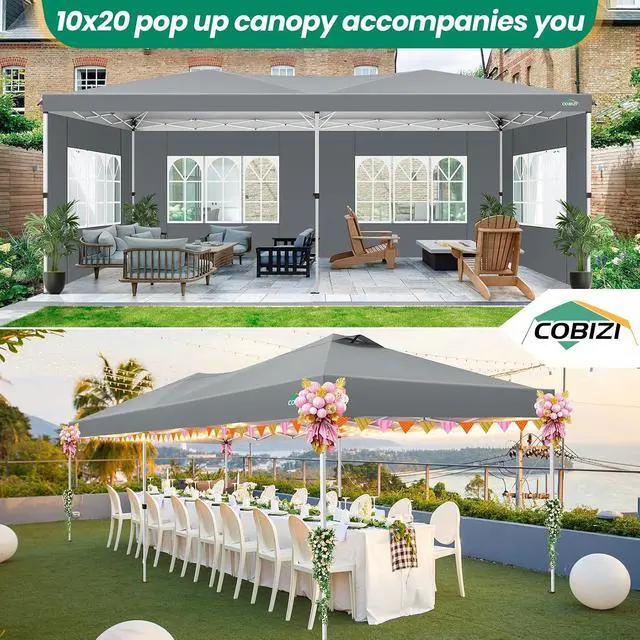 Alt view image 5 of 5 - 10x20 Pop Up Canopy Tents with 6 Sidewalls, One Push Easy Setup Party Tent for Party, Waterproof Gazebo for Outdoor Wedding & Commercial Events, Air Vents, Slate Grey