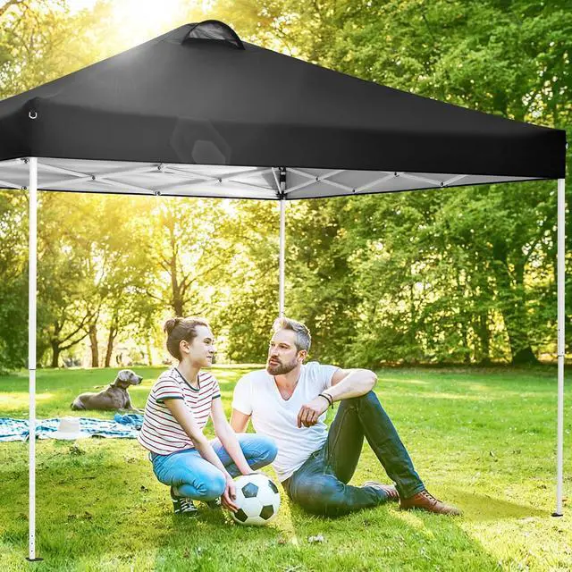 Alt view image 2 of 7 - Canopy 10x10 Pop Up Canopy Tent with 4 Sidewalls, One Push Party Tents for Parties Outdoor Wedding Waterproof Gazebo Commercial Event Tent with Sandbags, Classic Black